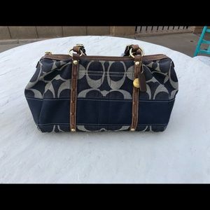Denim and navy coach purse